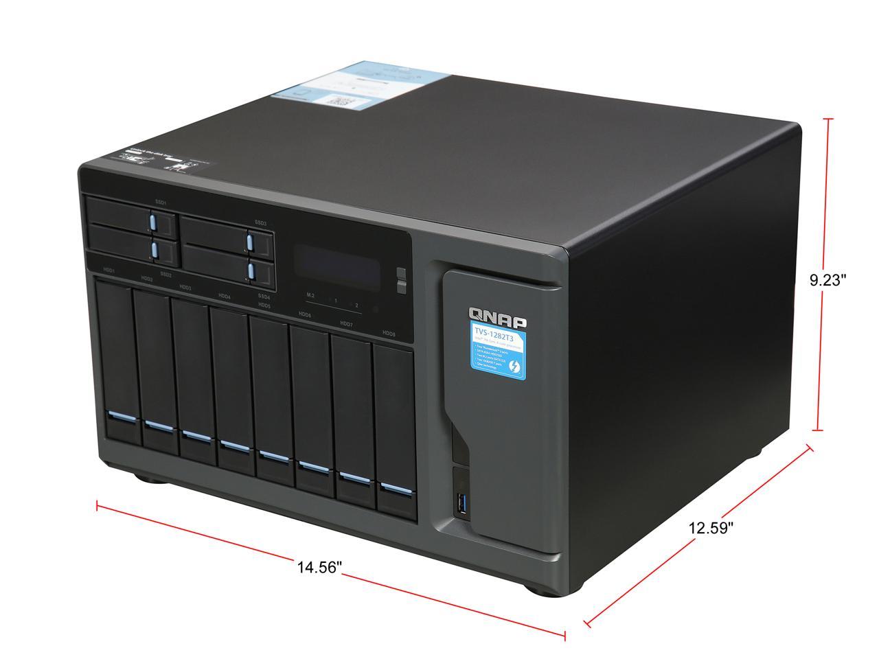 QNAP TVS-1282T3 Ultra-High Speed 12 Bay (8+4) Thunderbolt 3 NAS/iSCSI IP-SAN. Intel 7th Gen Kaby Lake Core Thunderbolt3 Port x 4 and 10Gbase-T x 2