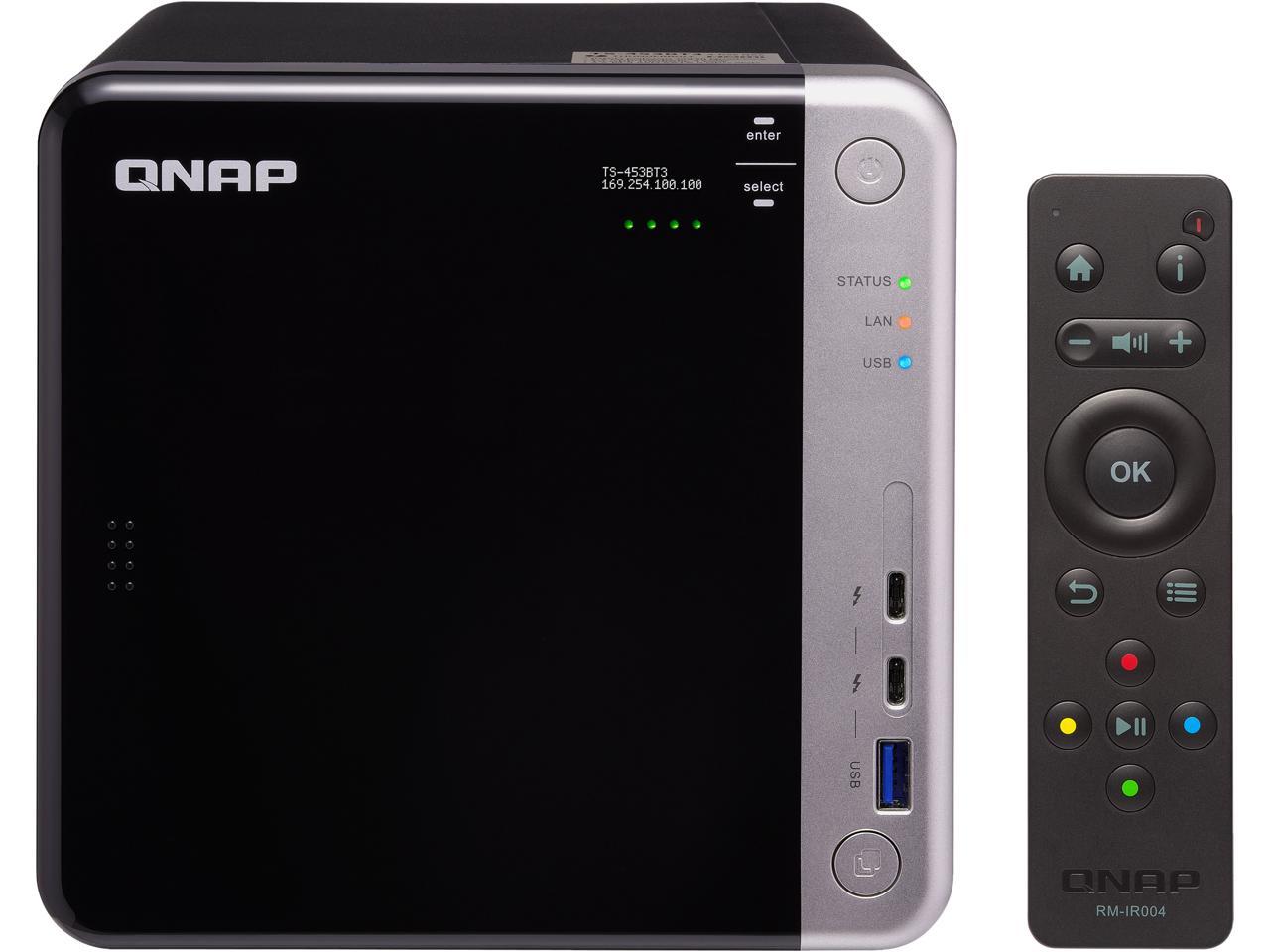 QNAP TS-453BT3-8G-US 4-Bay Thunderbolt 3 NAS. Intel Celeron J3455 Quad-core CPU, 8GB RAM, SATA 6Gb/s