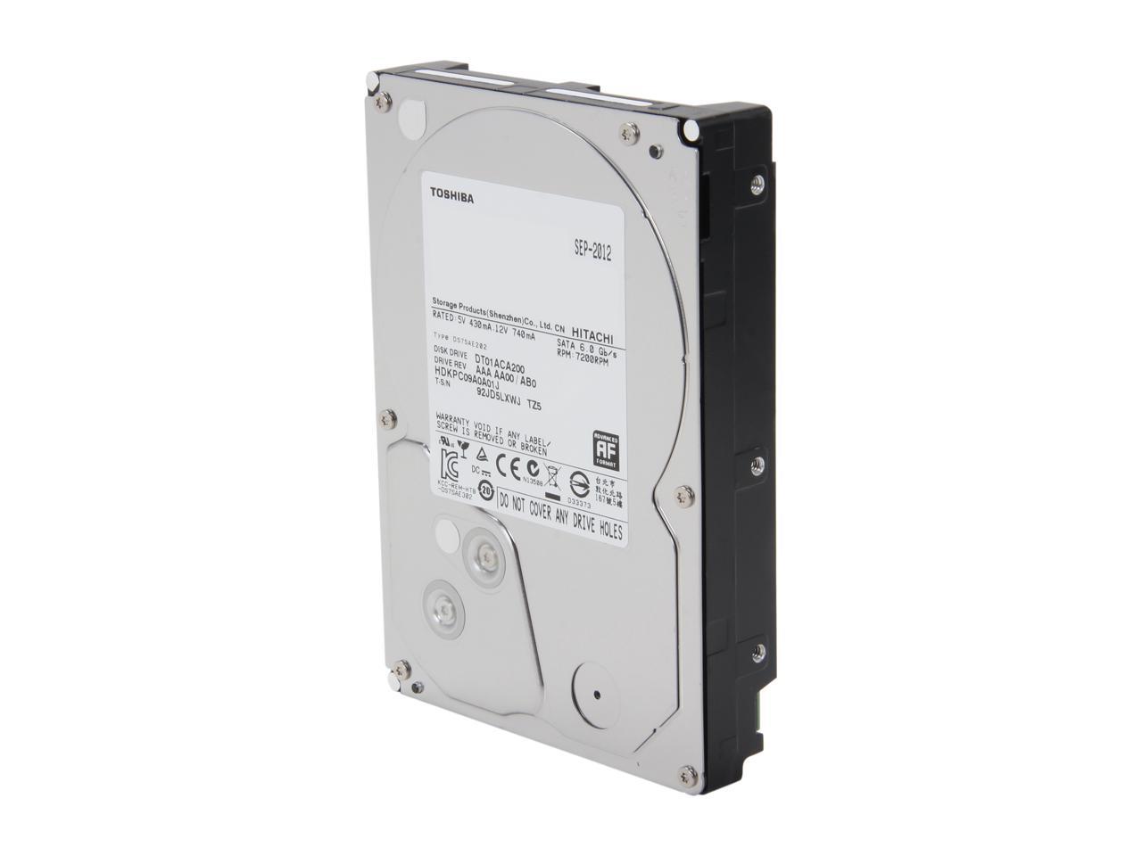 TOSHIBA DT01ACA200 2TB 7200 RPM 64MB Cache SATA 6.0Gb/s 3.5" Internal Hard Drive Bare Drive