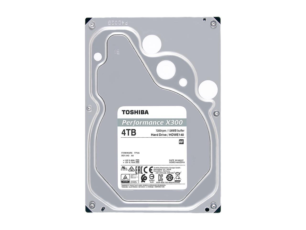 Toshiba X300 4TB Performance Desktop and Gaming Hard Drive 7200 RPM 128MB Cache SATA 6.0Gb/s 3.5 Inch Internal Hard Drive Retail Packaging HDWE140XZSTA