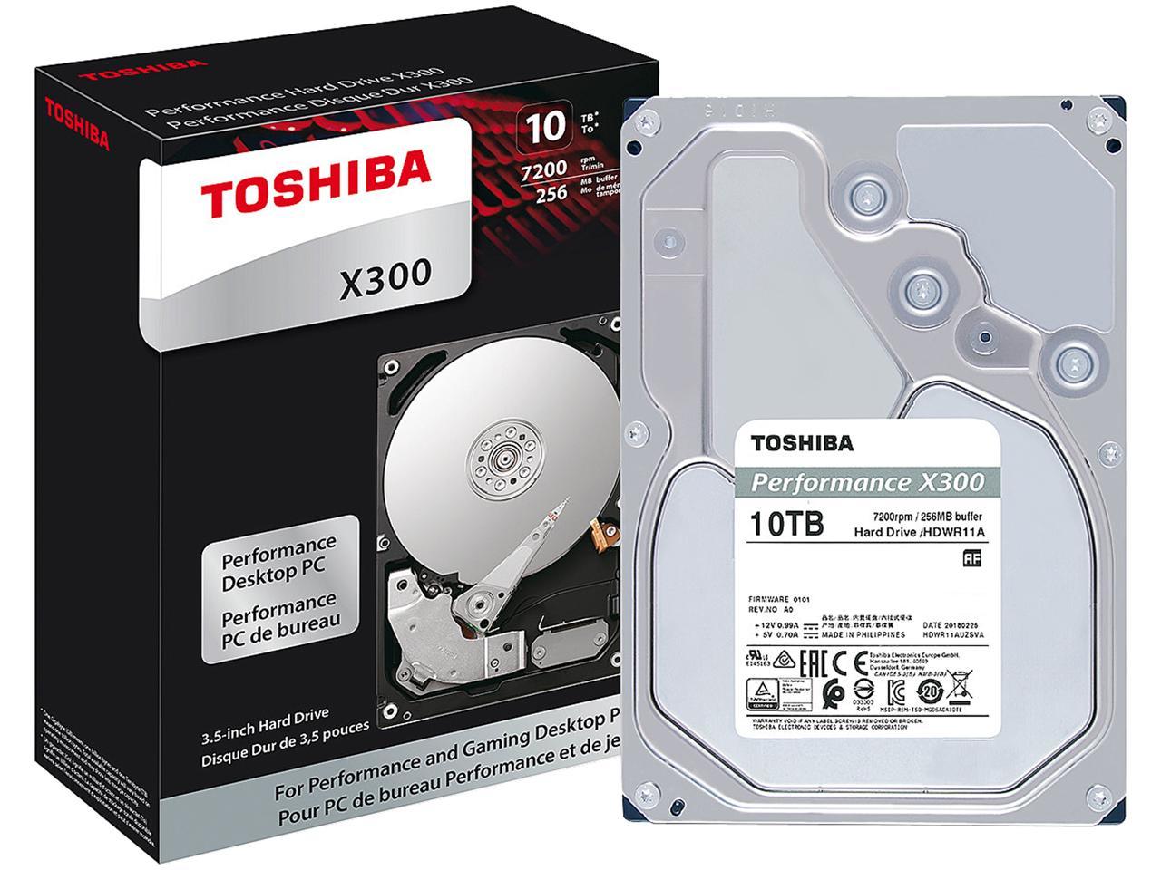 Toshiba X300 10TB Performance & Gaming Internal Hard Drive 7200 RPM SATA 6Gb/s 256MB Cache 3.5 inch - HDWR11AXZSTA (RETAIL PACKAGE)