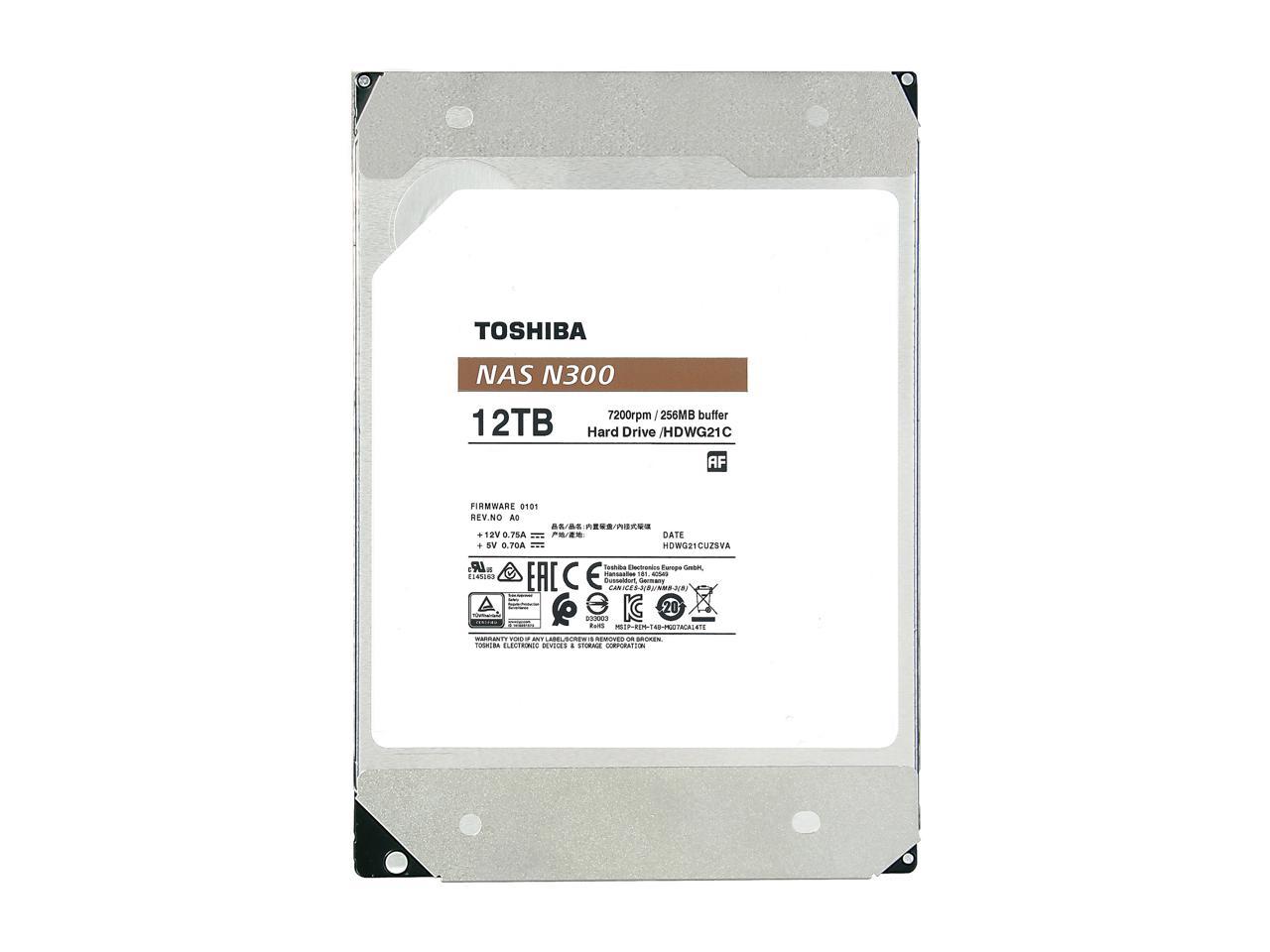 TOSHIBA N300 HDWG21CXZSTA 12TB 7200 RPM 256MB Cache SATA 6.0Gb/s 3.5" Internal Hard Drive