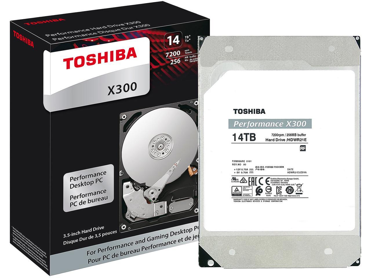 TOSHIBA X300 HDWR21EXZSTA 14TB 7200 RPM 256MB Cache SATA 6.0Gb/s 3.5" Internal Hard Drive