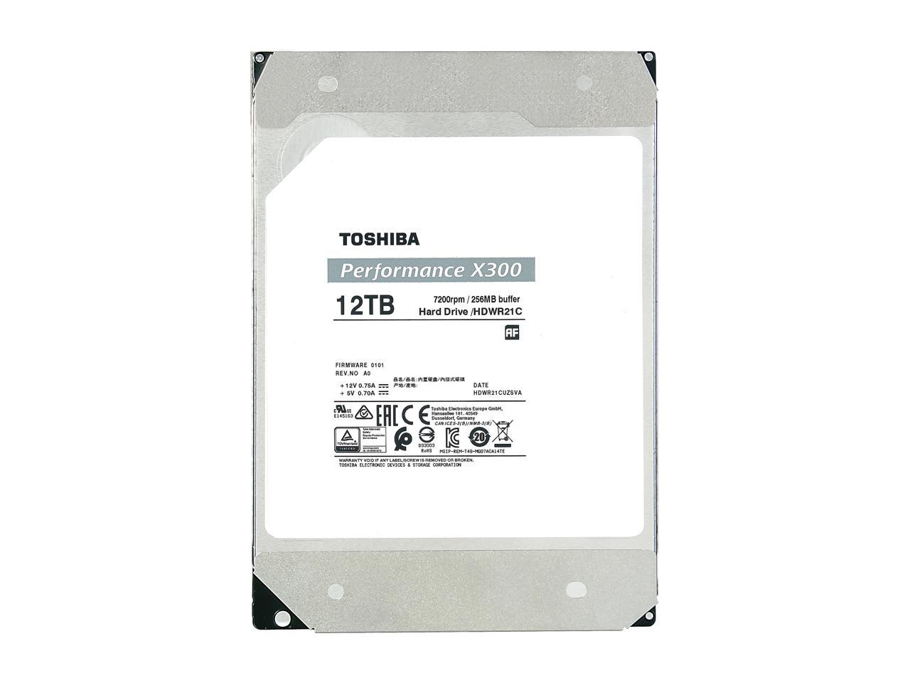 TOSHIBA X300 HDWR21CXZSTA 12TB 7200 RPM 256MB Cache SATA 6.0Gb/s 3.5" Internal Hard Drive