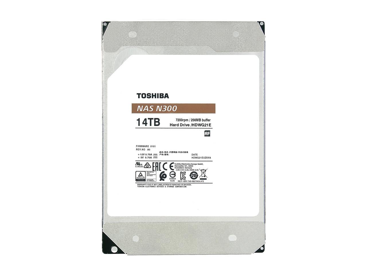 TOSHIBA N300 HDWG21EXZSTA 14TB 7200 RPM 256MB Cache SATA 6.0Gb/s 3.5" Internal Hard Drive