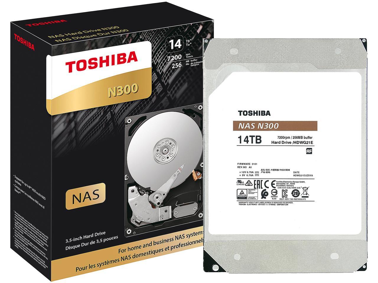 TOSHIBA N300 HDWG21EXZSTA 14TB 7200 RPM 256MB Cache SATA 6.0Gb/s 3.5" Internal Hard Drive