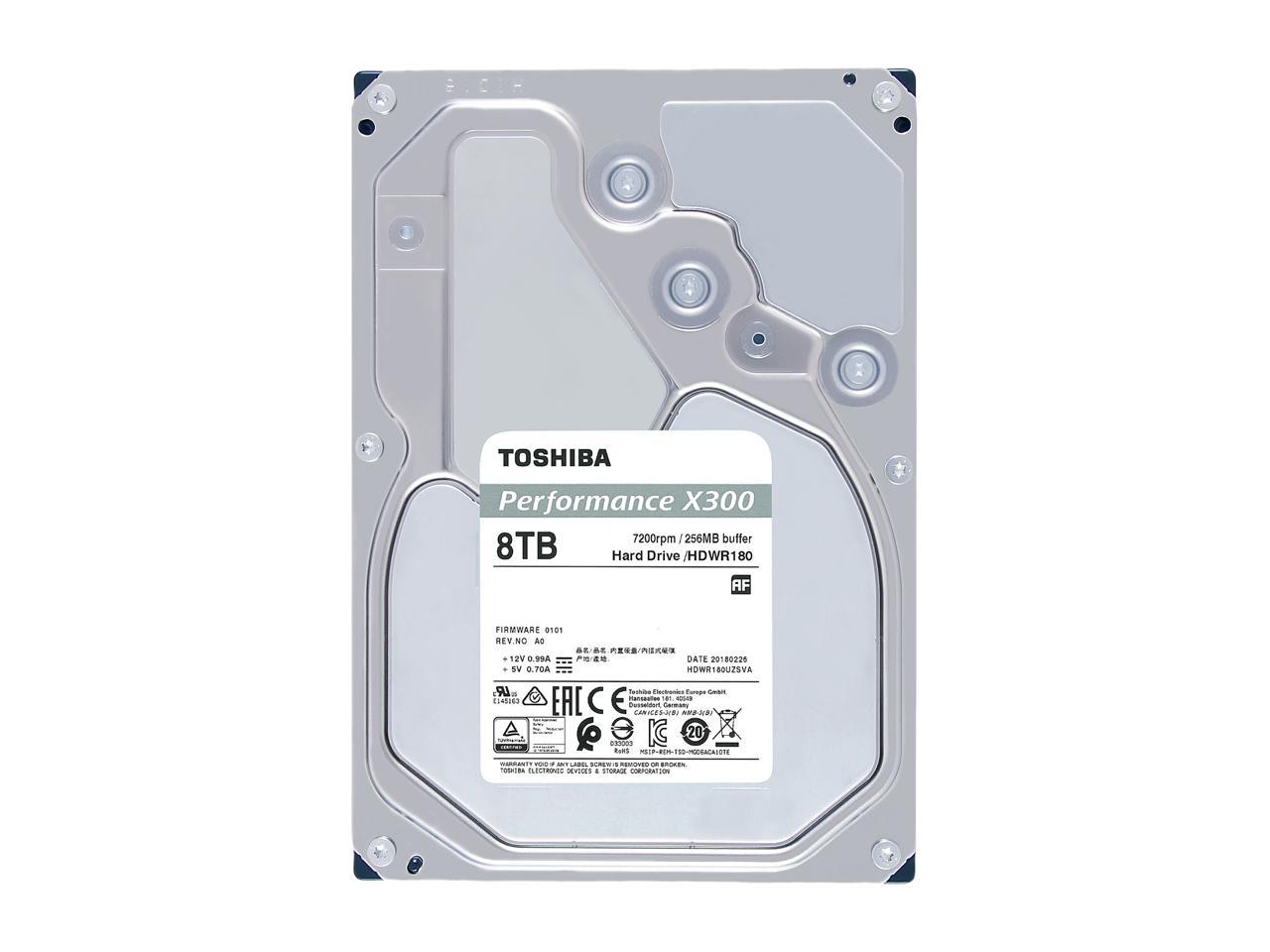 TOSHIBA X300 HDWR180XZSTA 8TB 7200 RPM 256MB Cache SATA 6.0Gb/s 3.5" Internal Hard Drive