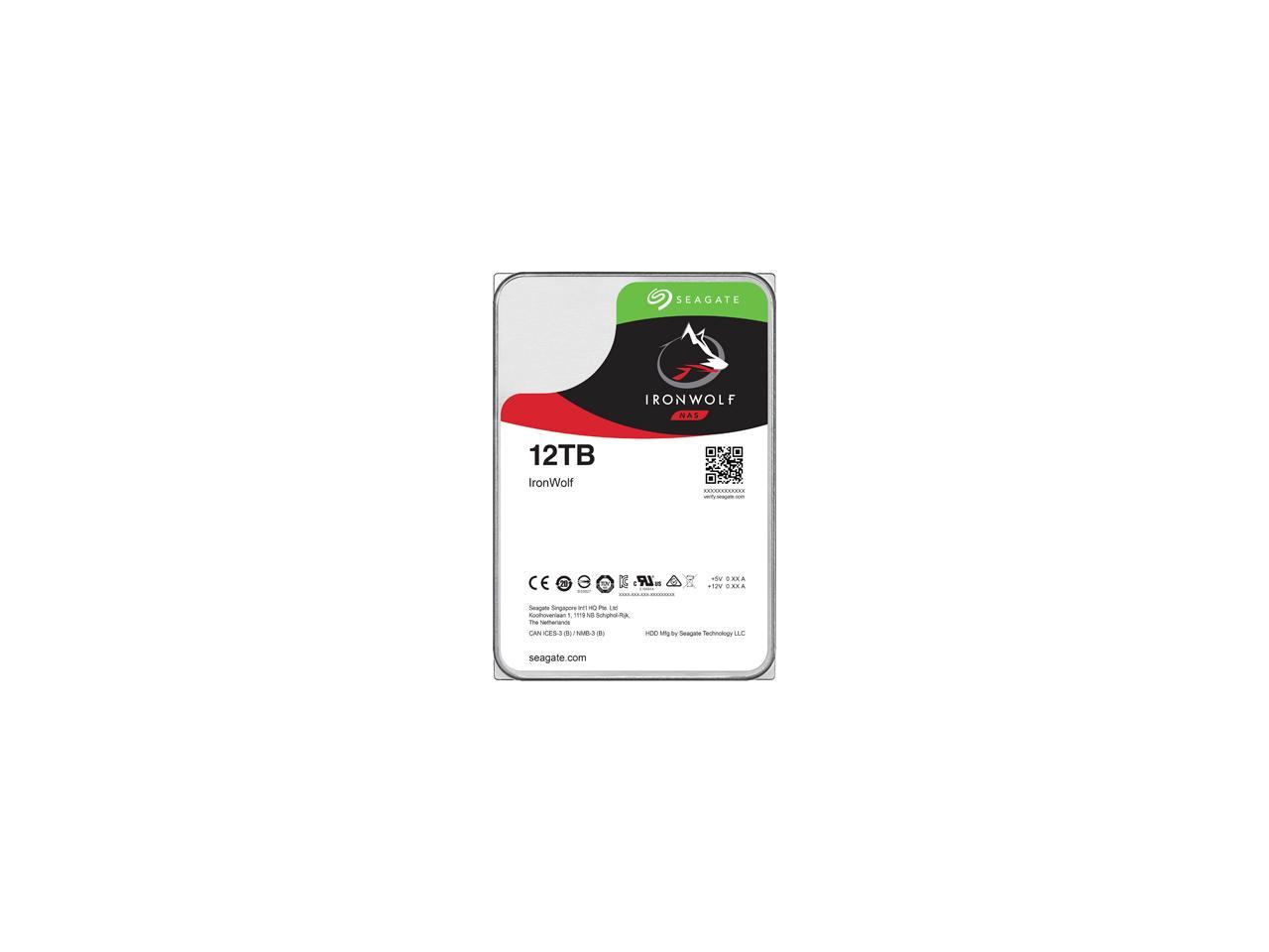 Seagate IronWolf 12TB NAS Hard Drive 7200 RPM 256MB Cache SATA 6.0Gb/s CMR 3.5" Internal HDD for RAID Network Attached Storage ST12000VN0007