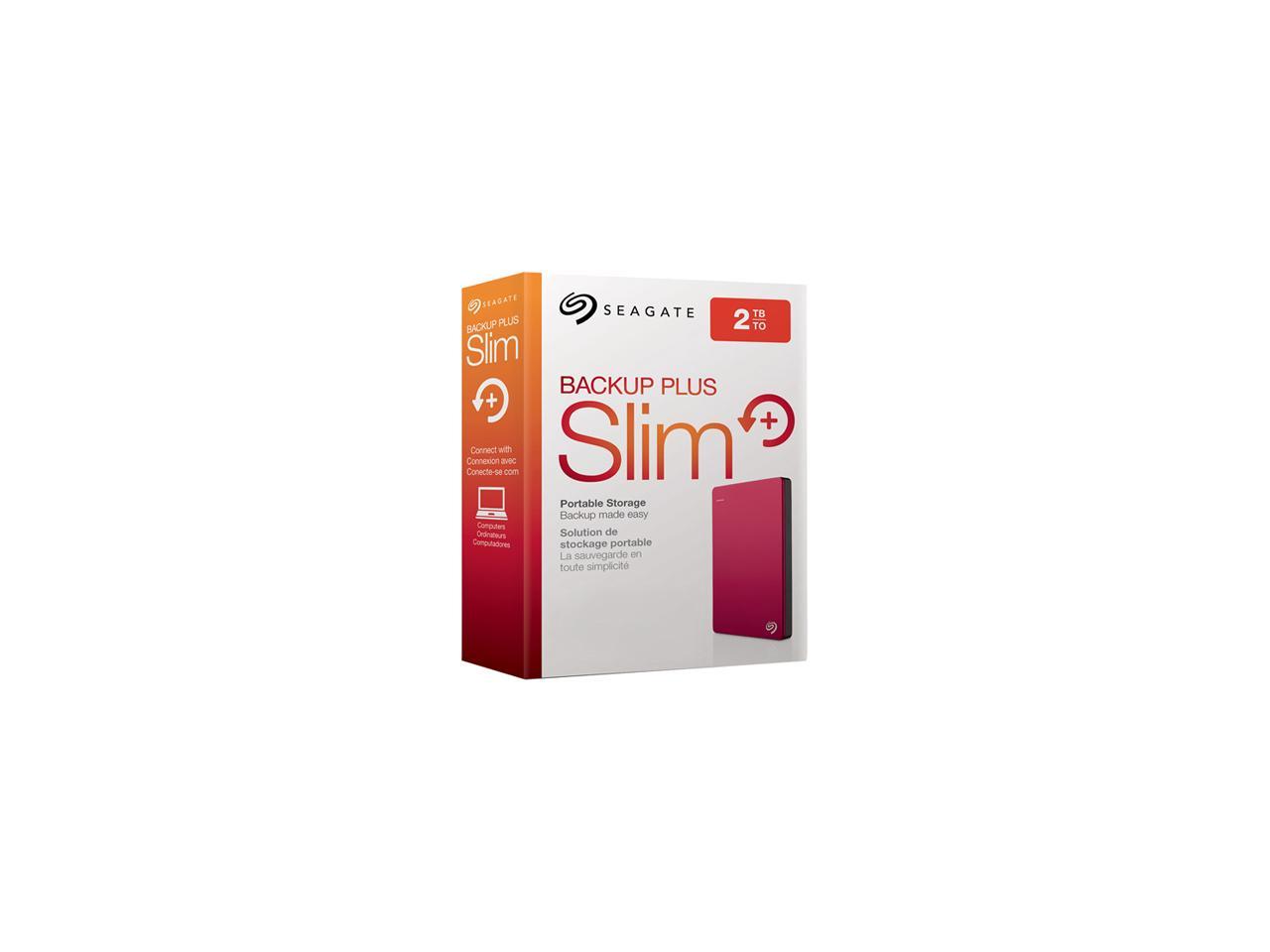Seagate Backup Plus Slim 2TB USB 3.0 Portable External Hard Drive - STDR2000103 (Red)