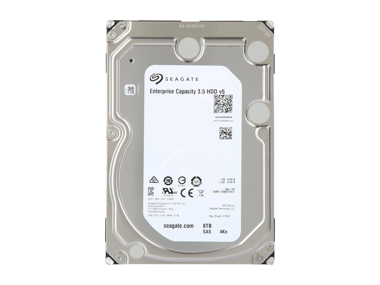 Seagate Enterprise Capacity 3.5'' HDD 8TB 7200 RPM 4Kn SAS 12Gb/s 256MB Cache Internal Hard Drive ST8000NM0065