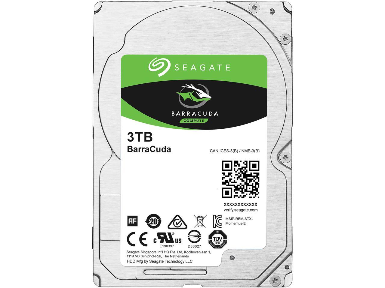 Seagate 3TB BarraCuda 5400 RPM 128MB Cache SATA 6.0Gb/s 2.5" 15mm Internal Hard Drive ST3000LM024