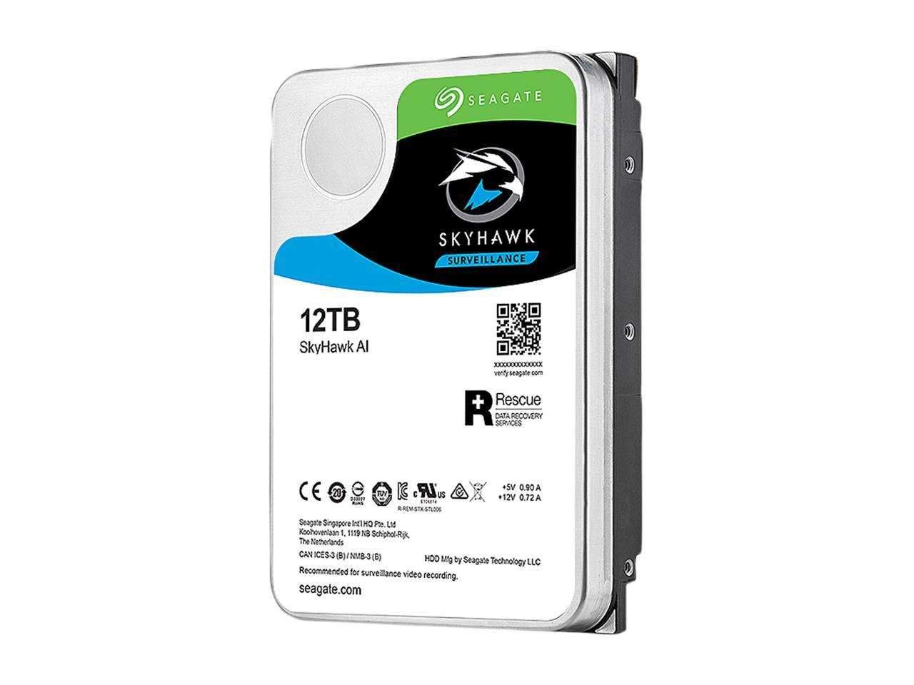 Seagate SkyHawk AI ST12000VE0008 12TB 7200 RPM 256MB Cache SATA 6.0Gb/s 3.5" Internal Hard Drive
