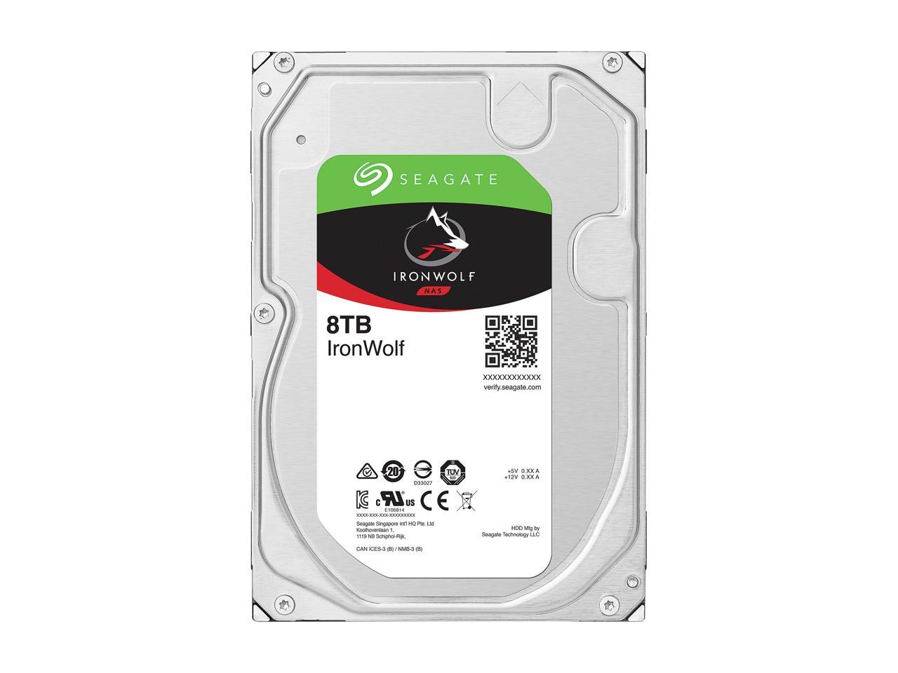 Seagate IronWolf 8TB NAS Hard Drive 7200 RPM 256MB Cache SATA 6.0Gb/s CMR 3.5" Internal HDD for RAID Network Attached Storage ST8000VN004