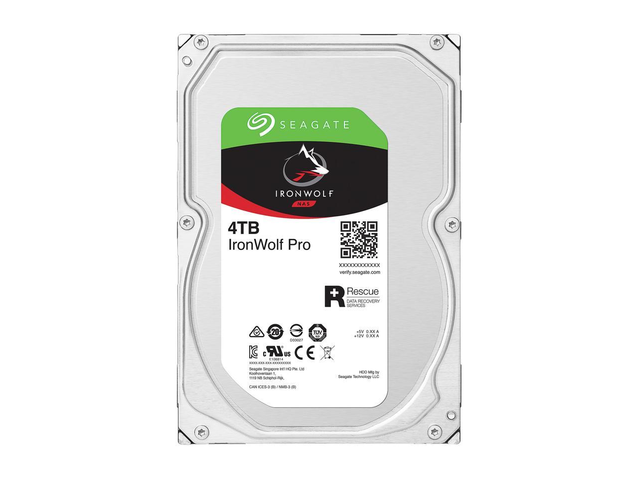 Seagate IronWolf Pro 4TB NAS Hard Drive 7200 RPM 128MB Cache CMR SATA 6.0Gb/s 3.5" Internal HDD ST4000NE001