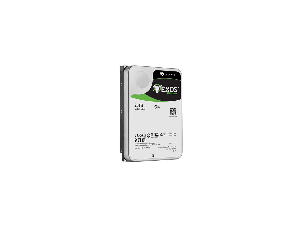 Seagate Exos X20 ST20000NM007D 20TB 7200 RPM 256MB Cache SATA 6.0Gb/s 3.5" Internal Hard Drive