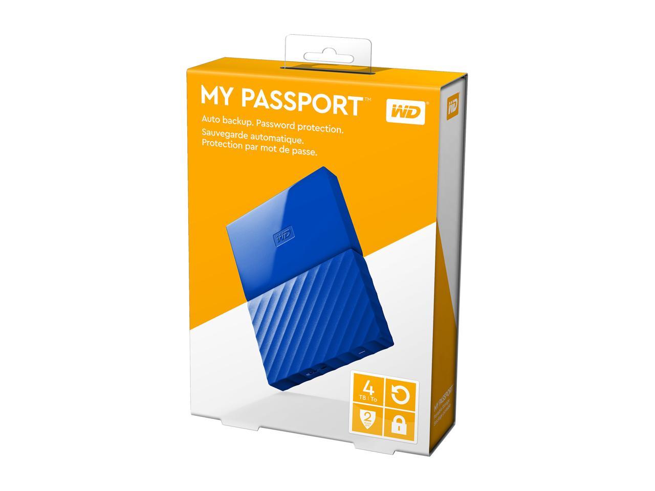 WD 4TB My Passport Portable Hard Drive USB 3.0 Model WDBYFT0040BBL-WESN Blue