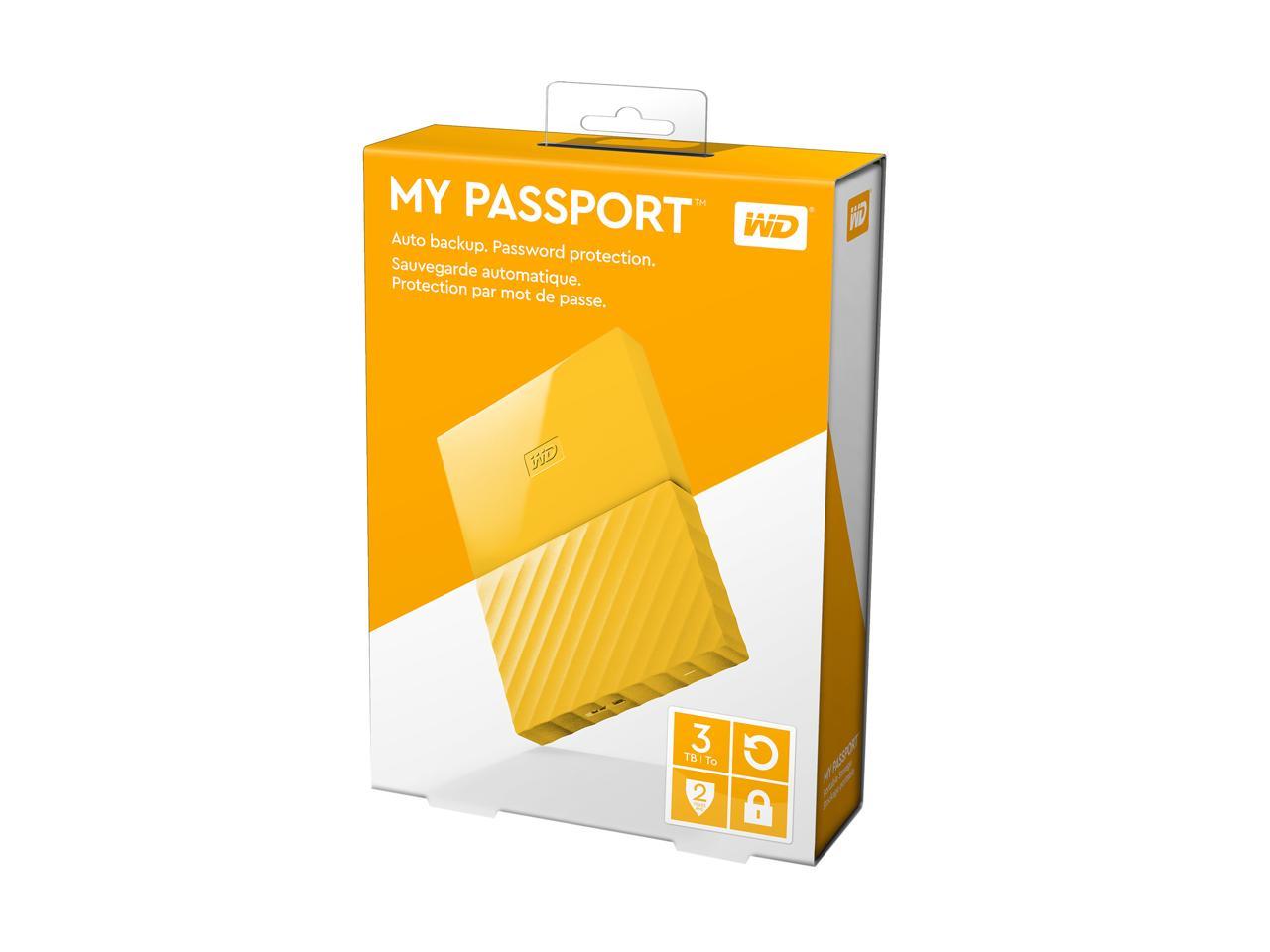 WD 3TB My Passport Portable Hard Drive USB 3.0 Model WDBYFT0030BYL-WESN Yellow