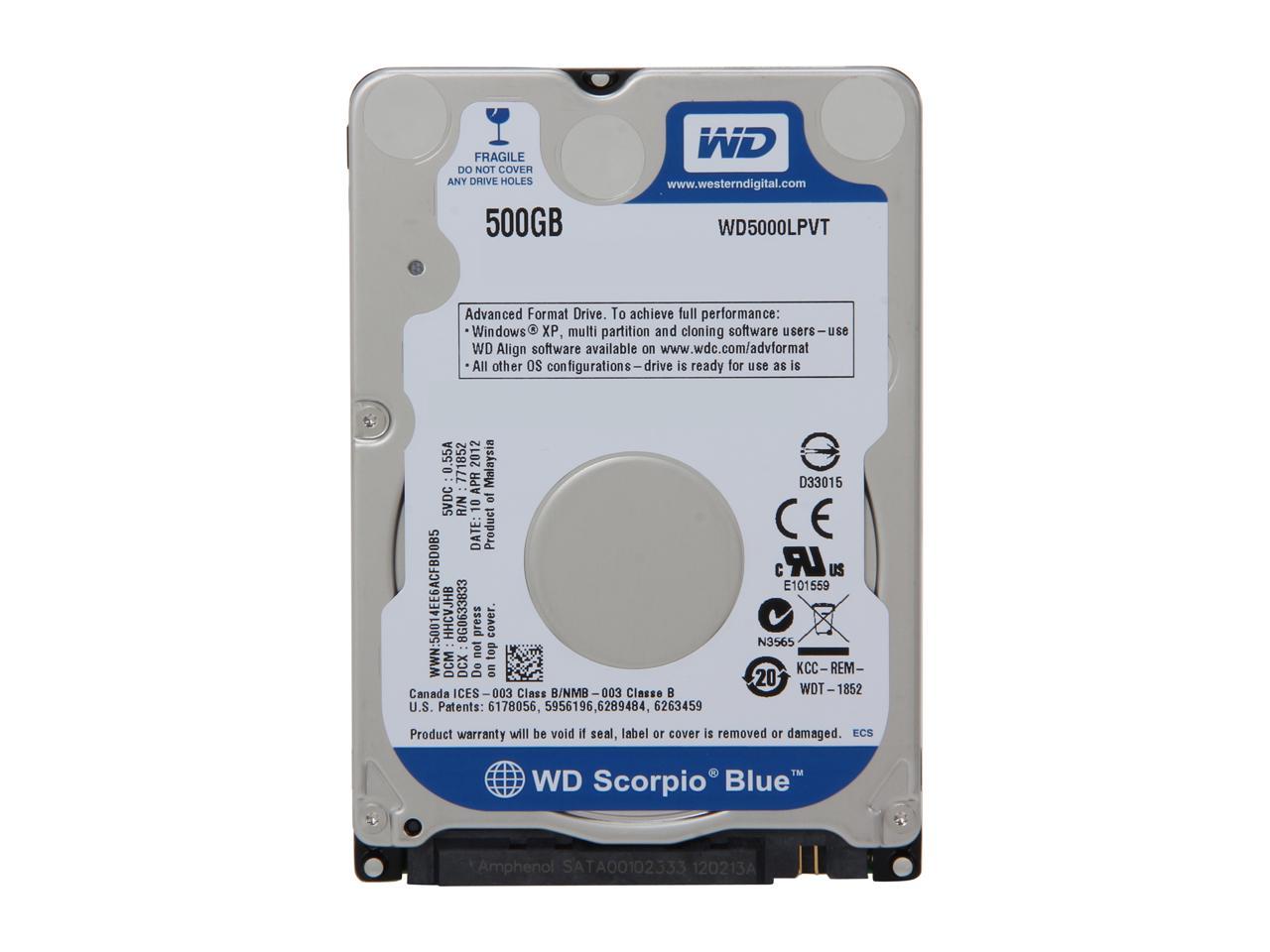 Western Digital Wd Scorpio Blue 500Gb 5400Rpm Sataii 7Pin 8Mb Buffer 2.5Inch Mobile Hard Drive