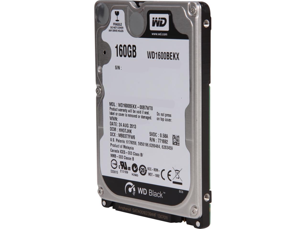 WD BLACK SERIES WD1600BEKX 160GB 7200 RPM 16MB Cache SATA 6.0Gb/s 2.5" Internal Notebook Hard Drive Bare Drive