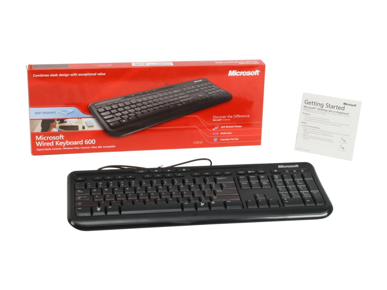 Microsoft Wired Keyboard 600 ANB-00001 Black 104 Normal Keys USB Wired Standard Keyboard
