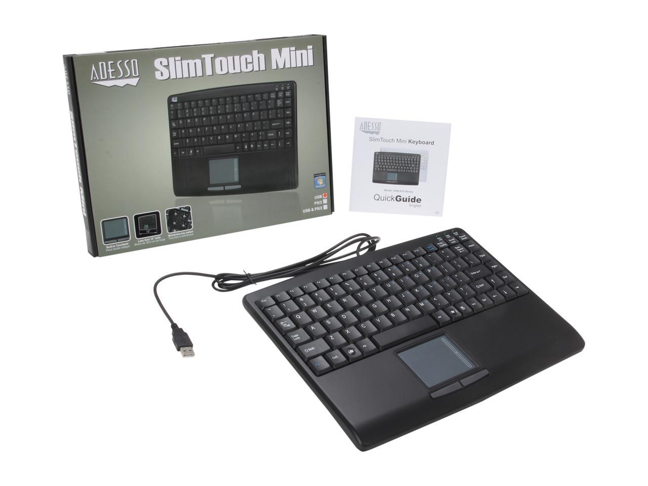 Adesso AKB-410UB SlimTouch USB Mini Keyboard with Touchpad (Black)