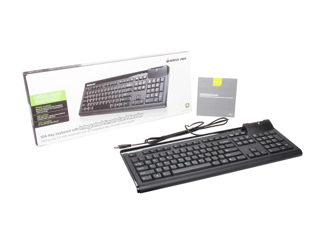 IOGEAR GKBSR201 Black 104 Normal Keys USB Wired Standard Keyboard With Integrated Smart Card Reader