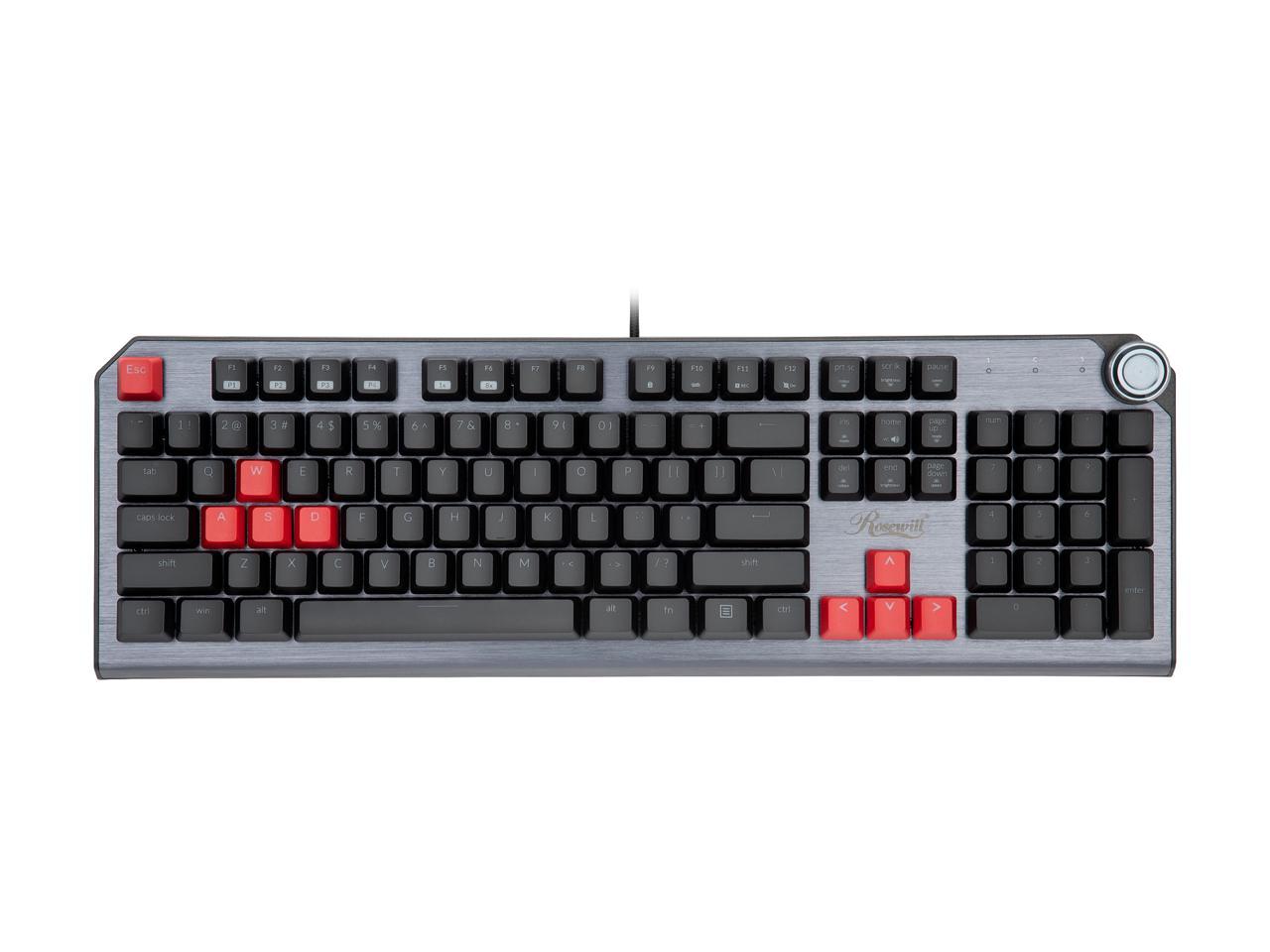 Rosewill NEON K91 RGB Mechanical Gaming Keyboard with Blue Switches, Underglow and 17 Backlit Modes, Multifunctional Dial Control, Wrist Rest and PBT Keycap Set