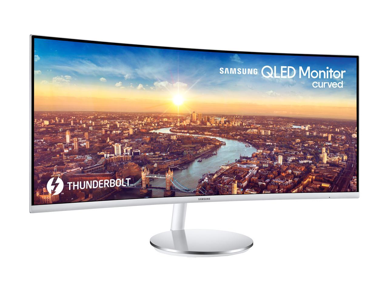 SAMSUNG C34J791 34" 3440 x 1440 WQHD 2K Resolution 100Hz HDMI DisplayPort 2x Thunderbolt 3 AMD FreeSync Built-in Speakers Curved Quantum Dot Color Ultra Wide Screen Gaming Monitor