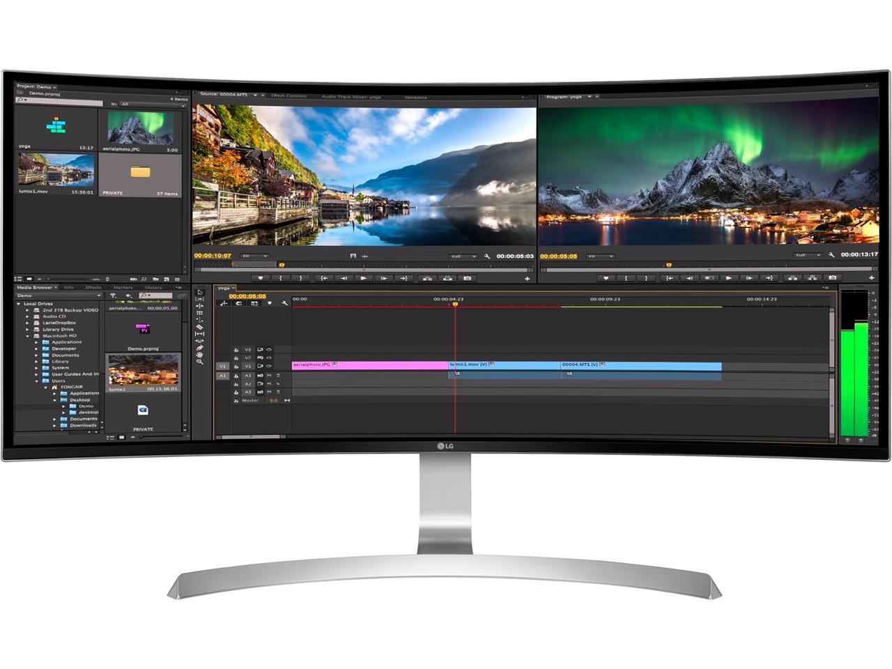 LG 34CB99-W 34" 21:9 UltraWide WQHD 3440 x 1440 AMD FreeSync IPS LED Curved Monitor, sRGB 99%, HDMI, DisplayPort, USB Type-C, Tilt, Height Adjustable