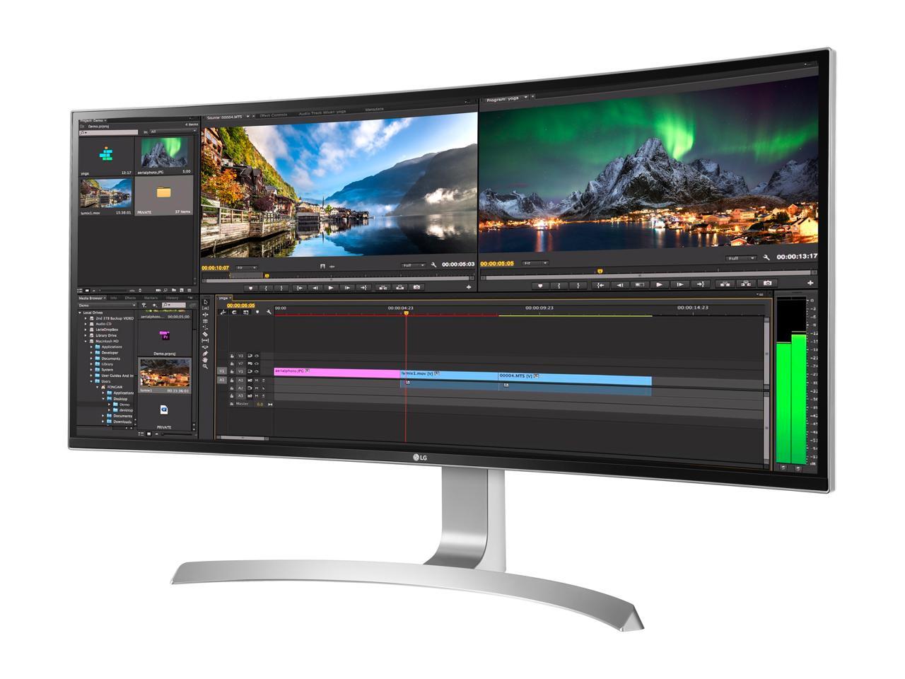 LG 34CB99-W 34" 21:9 UltraWide WQHD 3440 x 1440 AMD FreeSync IPS LED Curved Monitor, sRGB 99%, HDMI, DisplayPort, USB Type-C, Tilt, Height Adjustable