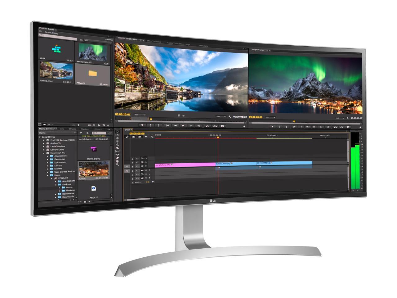 LG 34CB99-W 34" 21:9 UltraWide WQHD 3440 x 1440 AMD FreeSync IPS LED Curved Monitor, sRGB 99%, HDMI, DisplayPort, USB Type-C, Tilt, Height Adjustable