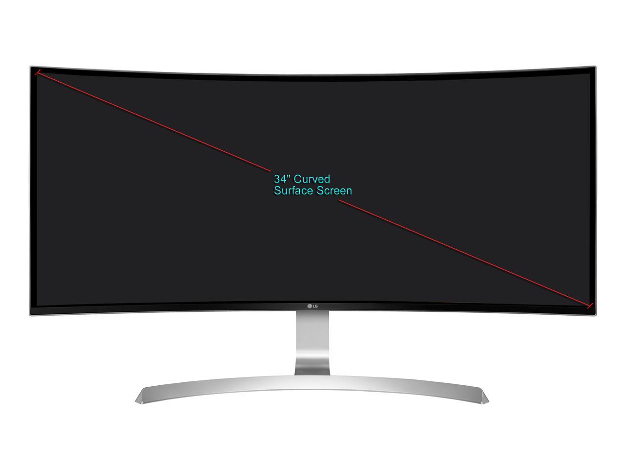 LG 34CB99-W 34" 21:9 UltraWide WQHD 3440 x 1440 AMD FreeSync IPS LED Curved Monitor, sRGB 99%, HDMI, DisplayPort, USB Type-C, Tilt, Height Adjustable