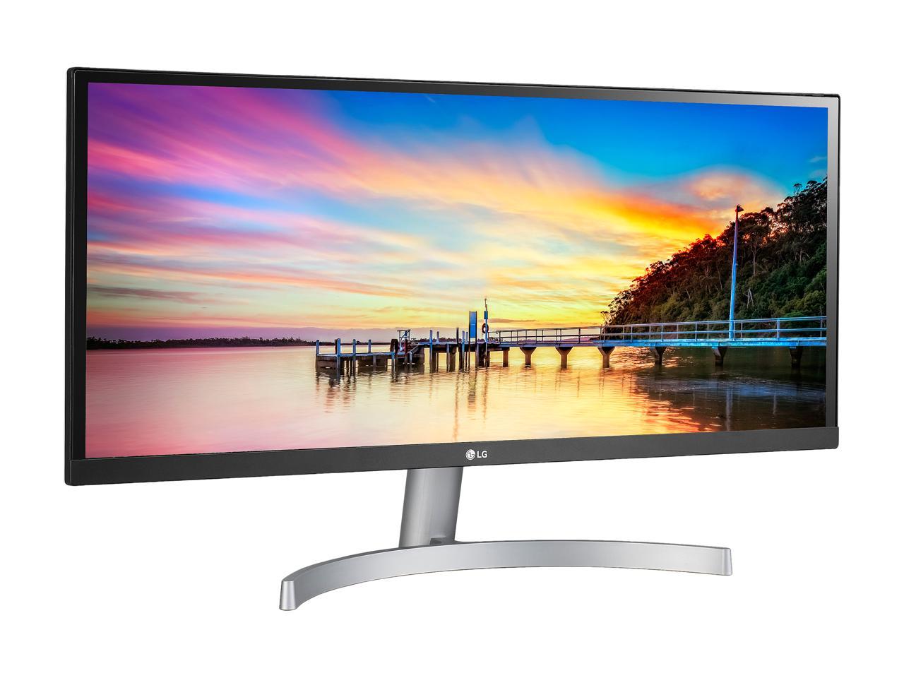 LG 29WK600-W Black/Silver 29" FHD 1080p HDR AMD FreeSync UltraWide LED Monitor, 300 cd/m2, HDMI, DisplayPort, Tilt, VESA Compatible
