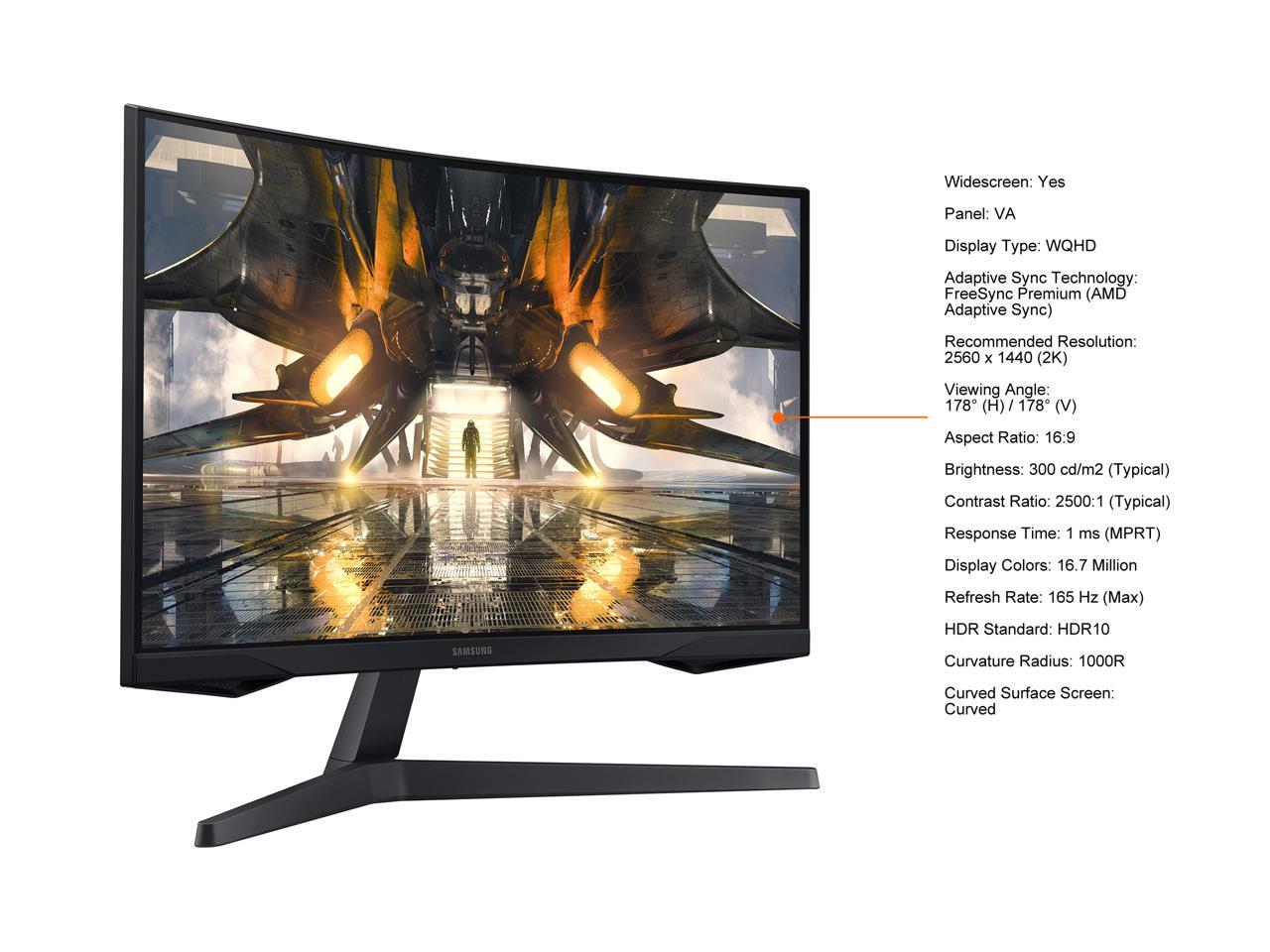 SAMSUNG 32" 165 Hz (Max) VA WQHD Gaming Monitor FreeSync Premium (AMD Adaptive Sync) 2560 x 1440 (2K) HDMI, DisplayPort, Audio Odyssey G55A LS32AG552ENXZA
