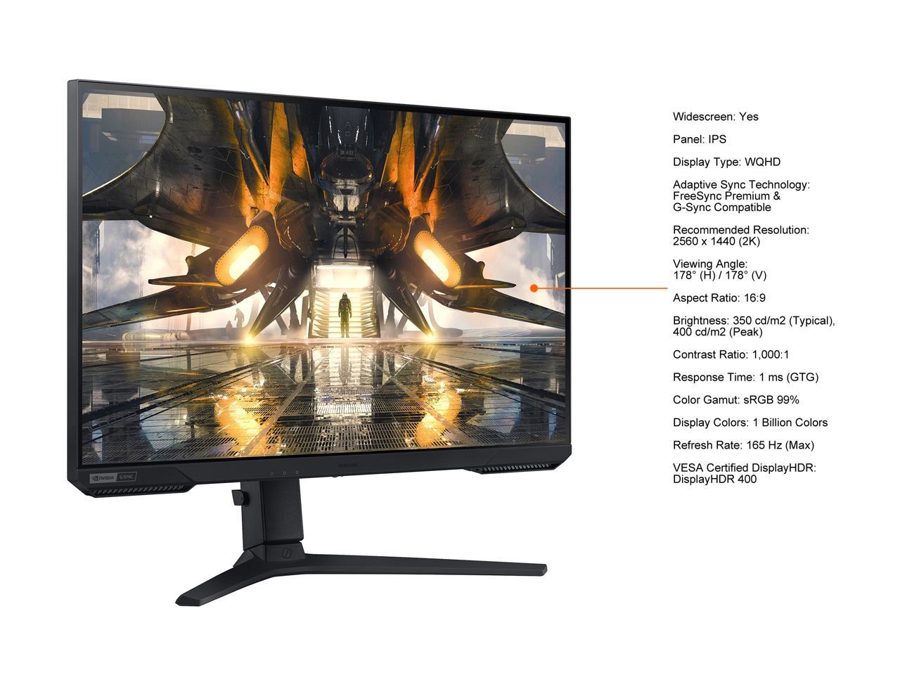 SAMSUNG 32" 165 Hz (Max) IPS WQHD IPS Gaming Monitor FreeSync Premium & G-Sync Compatible 2560 x 1440 (2K) sRGB 99% HDMI, DisplayPort, Audio Odyssey G52A LS32AG520PNXZA
