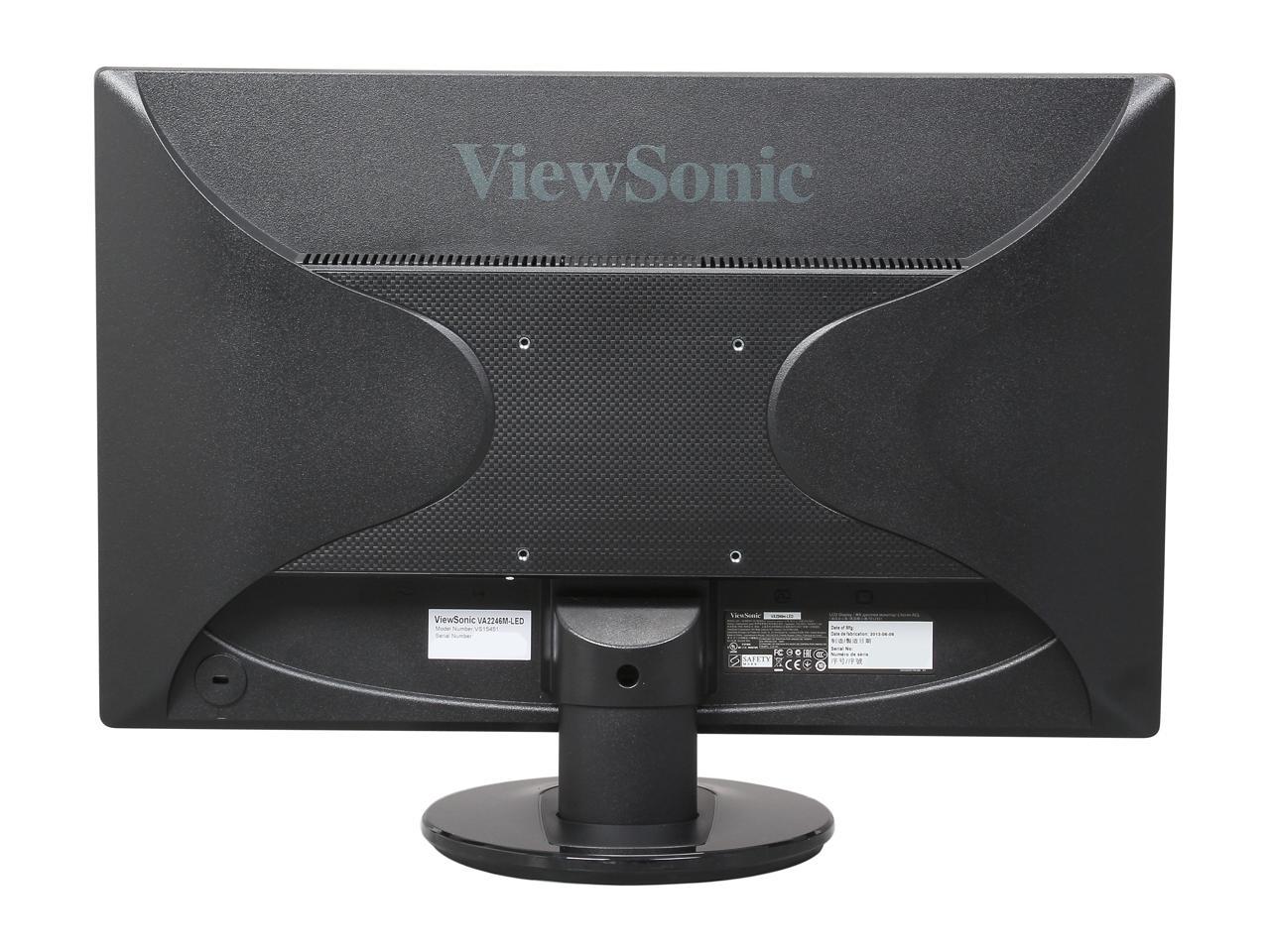 ViewSonic VA2246M-LED Black 21.5" 5ms Widescreen LED Backlight LCD 16:9 Full HD 1080P Monitor, 250 cd/m2 1000:1 (typ.) / 10,000,000:1 (Dynamic), DVI/D-Sub, Built-in Speakers, VESA Mountable