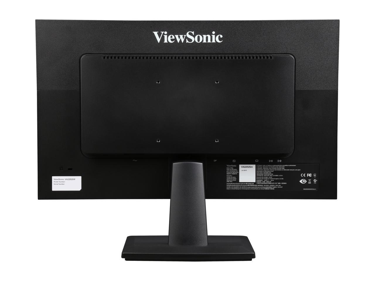 ViewSonic VA2252Sm 22" Full HD 1920 x 1080 VGA DVI-D DisplayPort Flicker-Free Blue Light Filter Anti-Glare Backlit LED LCD Monitor