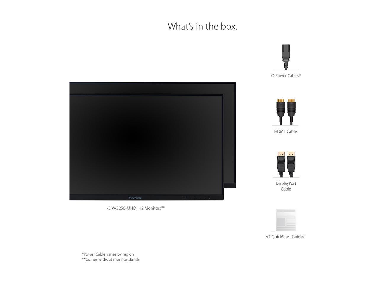 ViewSonic VA2256-MHD_H2 22 Inch Frameless Dual Pack Head-Only 1080p IPS Monitors with HDMI DisplayPort and VGA for Home and Office