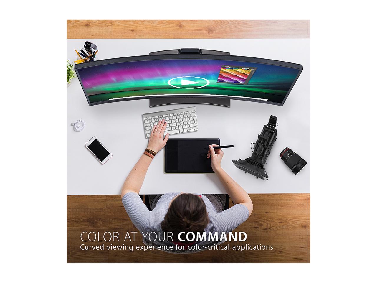 ViewSonic VP3481a 34 Inch Premium WQHD+ Curved Ultrawide Monitor with FreeSync, 100Hz, ColorPro 100% sRGB Rec 709, 14-bit 3D LUT, Eye Care, 90W USB C, HDMI, DisplayPort for Home and Office