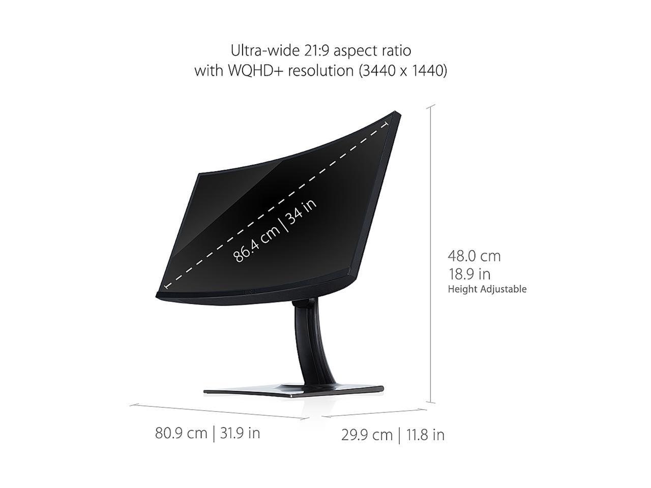 ViewSonic VP3481a 34 Inch Premium WQHD+ Curved Ultrawide Monitor with FreeSync, 100Hz, ColorPro 100% sRGB Rec 709, 14-bit 3D LUT, Eye Care, 90W USB C, HDMI, DisplayPort for Home and Office