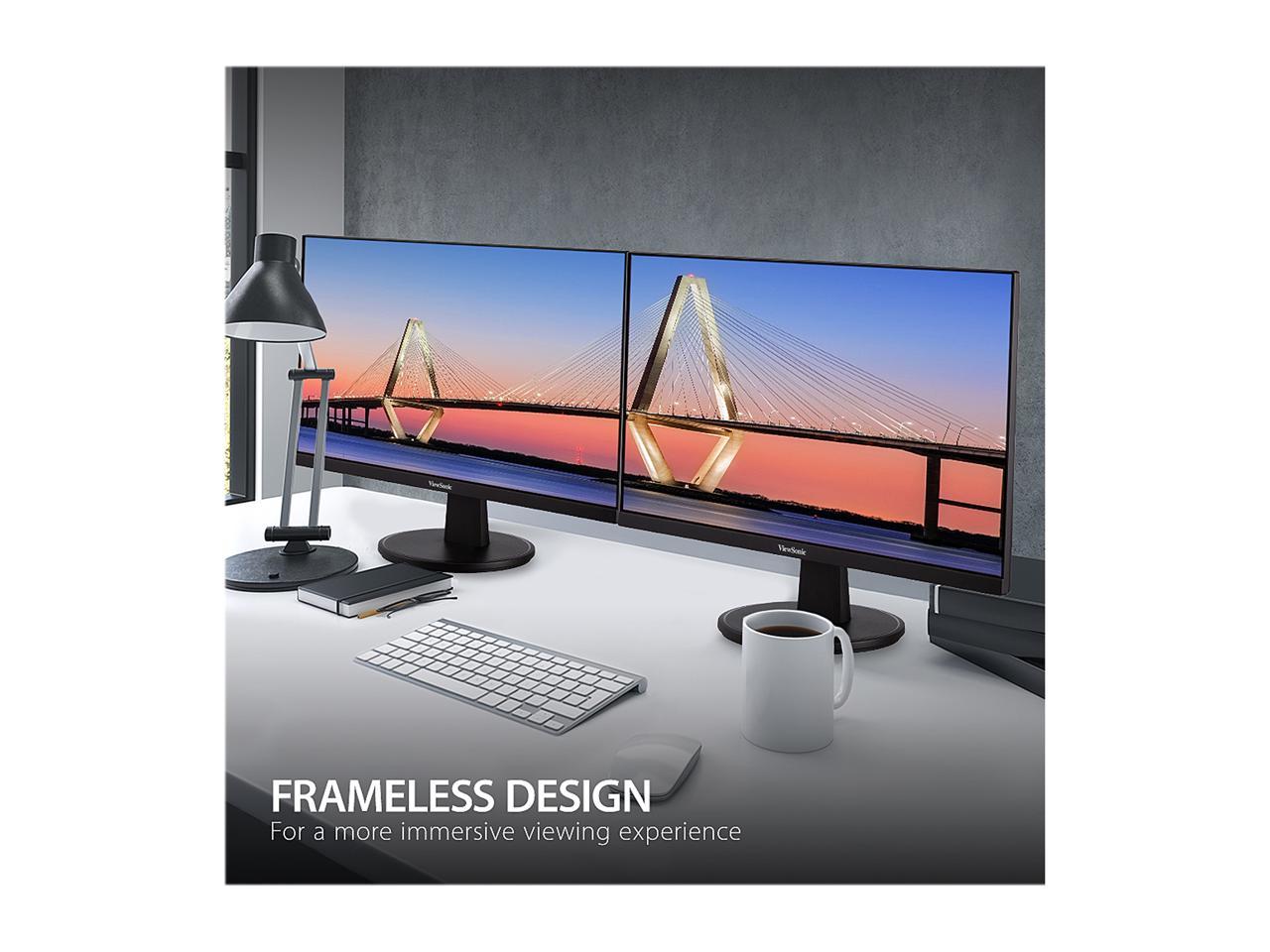 ViewSonic VA2447-MH 24 Inch Full HD 1080p Monitor with Ultra-Thin Bezel, Adaptive Sync, 75Hz, Eye Care, and HDMI, VGA Inputs for Home and Office