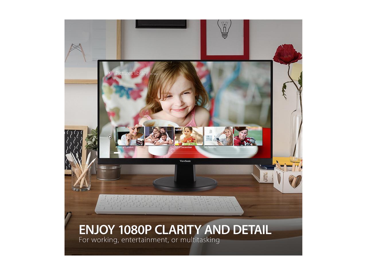 ViewSonic VA2747-MH 27 Inch Full HD 1080p Monitor with Ultra-Thin Bezel, Adaptive Sync, 75Hz, Eye Care, and HDMI, VGA Inputs for Home and Office