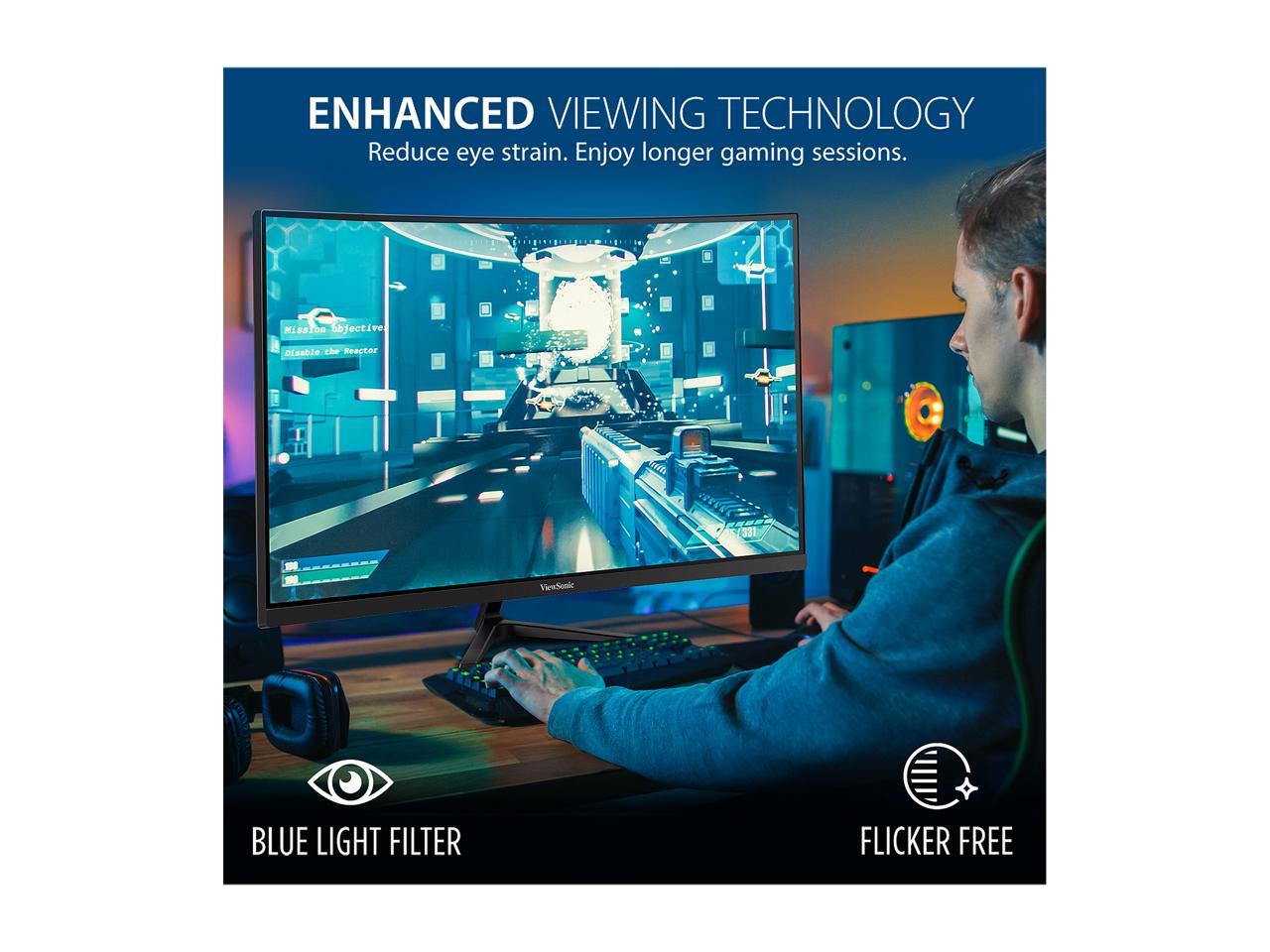 ViewSonic VX3218-PC-MHD 32 Inch Full HD 1080p 165Hz 1ms Curved Gaming Monitor with Adaptive-Sync Eye Care Frameless HDMI and Display Port