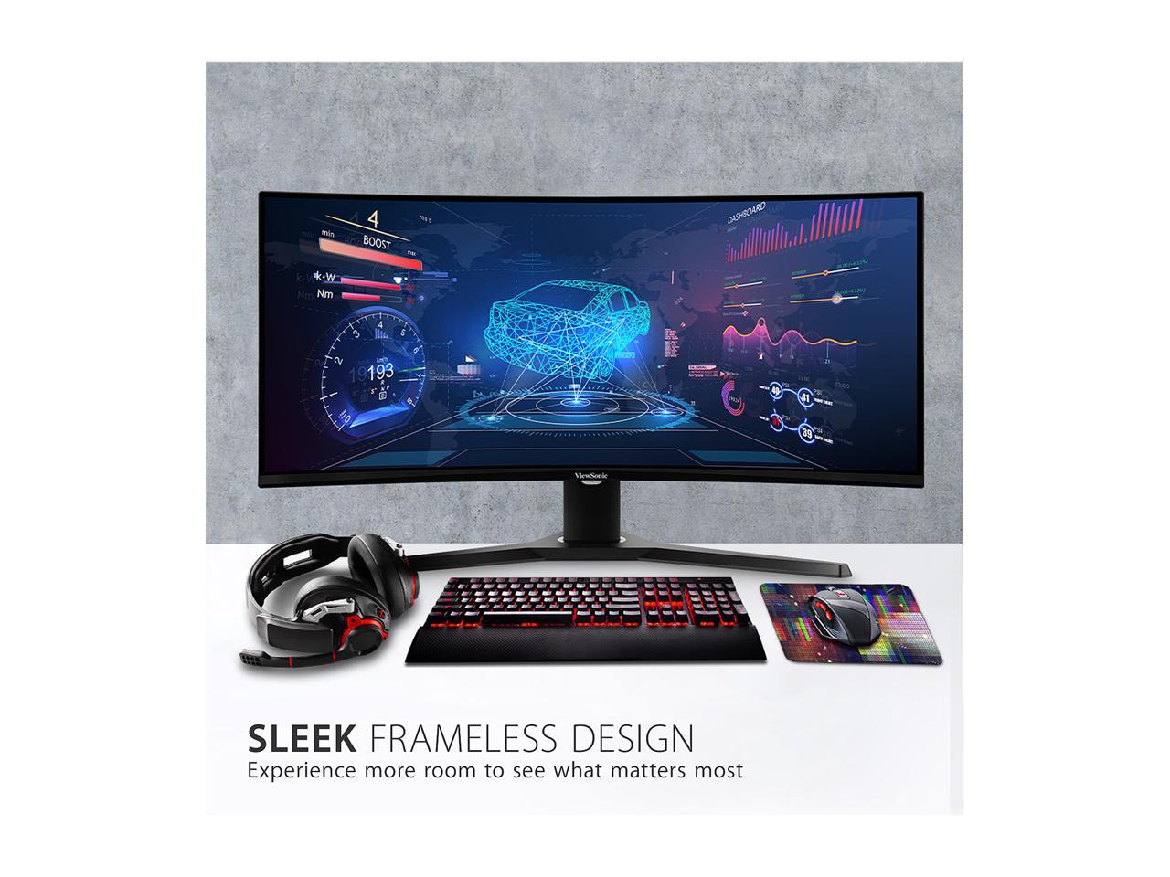 ViewSonic VX3418-2KPC 34 Inch 21:9 UltraWide WQHD 1440p 144Hz 1ms Curved Gaming Monitor with Adaptive-Sync Eye Care HDMI and Display Port