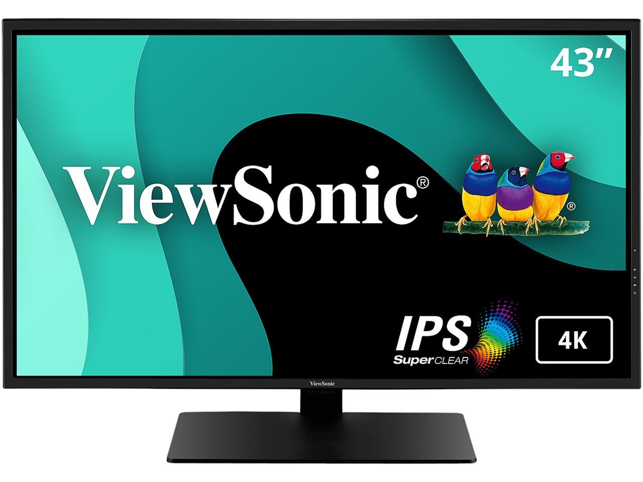 ViewSonic VX4381-4K 43 Inch Ultra HD MVA 4K Monitor Frameless Widescreen with HDR10 Support, Eye Care, HDMI, USB, DisplayPort for Home and Office