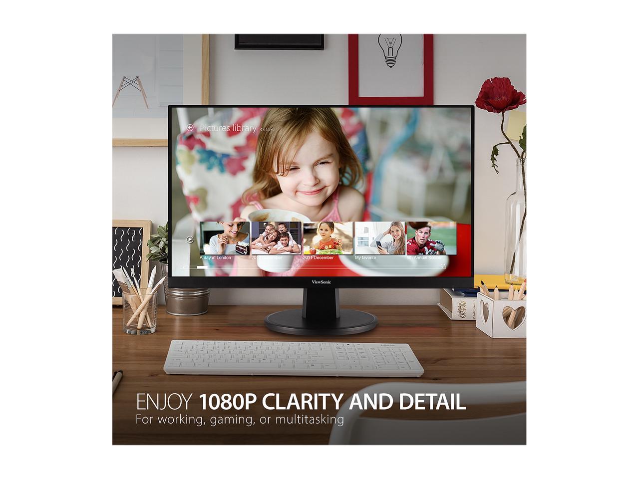 ViewSonic VA2747-MHJ 27 Inch Full HD 1080p Monitor with Advanced Ergonomics, Ultra-Thin Bezel, Adaptive Sync, 75 Hz, Eye Care, HDMI, VGA Inputs for Home and Office