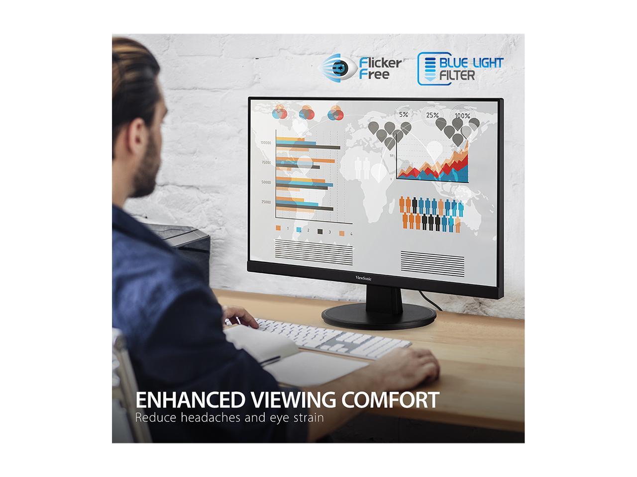 ViewSonic VA2747-MHJ 27 Inch Full HD 1080p Monitor with Advanced Ergonomics, Ultra-Thin Bezel, Adaptive Sync, 75 Hz, Eye Care, HDMI, VGA Inputs for Home and Office