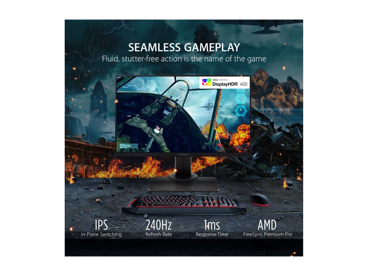 ViewSonic XG2431 24 Inch 1080p 240Hz 1ms Gaming Monitor with AMD FreeSync Premium, Advanced Ergonomics, Eye Care, HDMI and DisplayPort for Esports
