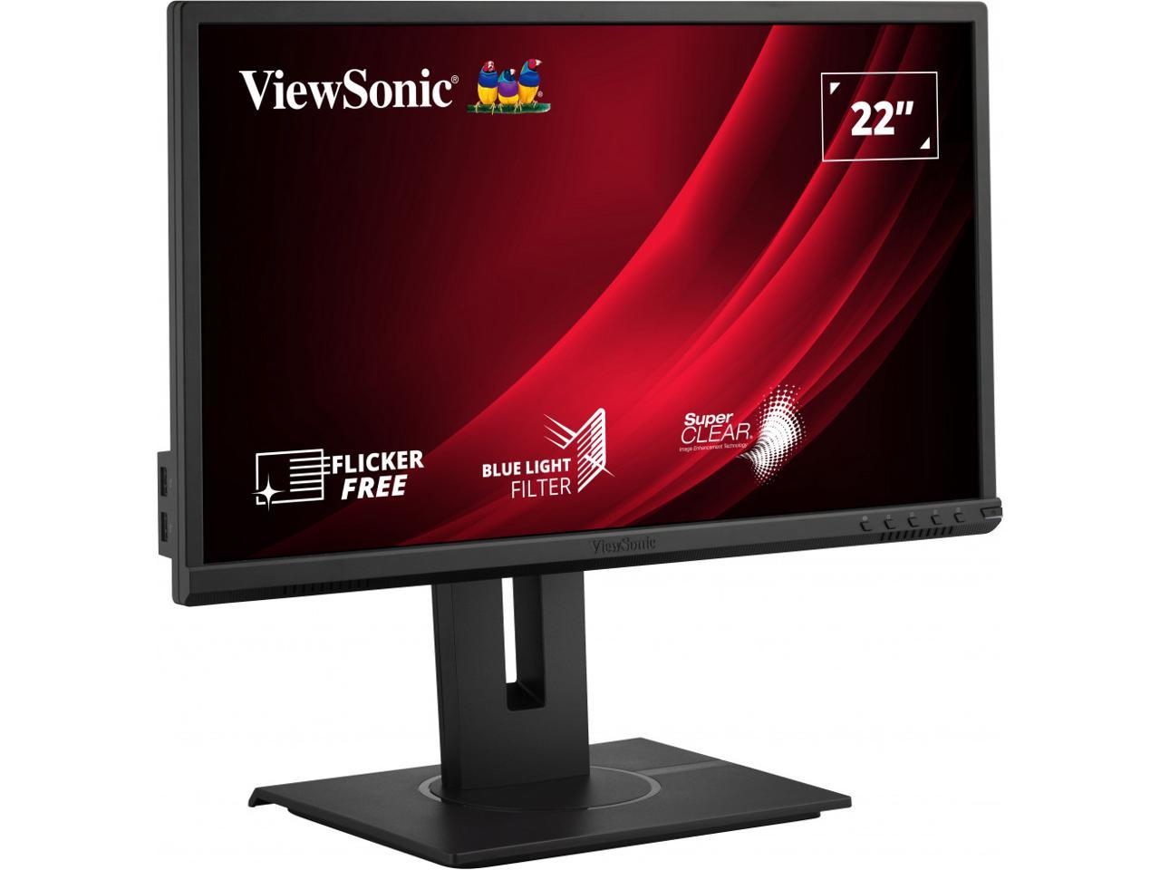 ViewSonic 22" 60 Hz VA monitors 5 ms VGA: 1 USB 3.2 Type A Down Stream: 4 USB 3.2 Type B Up Stream: 1 3.5mm Audio In: 1 3.5mm Audio Out: 1 HDMI 1.4: 1 DisplayPort: 1 Power in: 3-pin Socket (IEC C14 / CEE22) Built-in Speakers VG2240