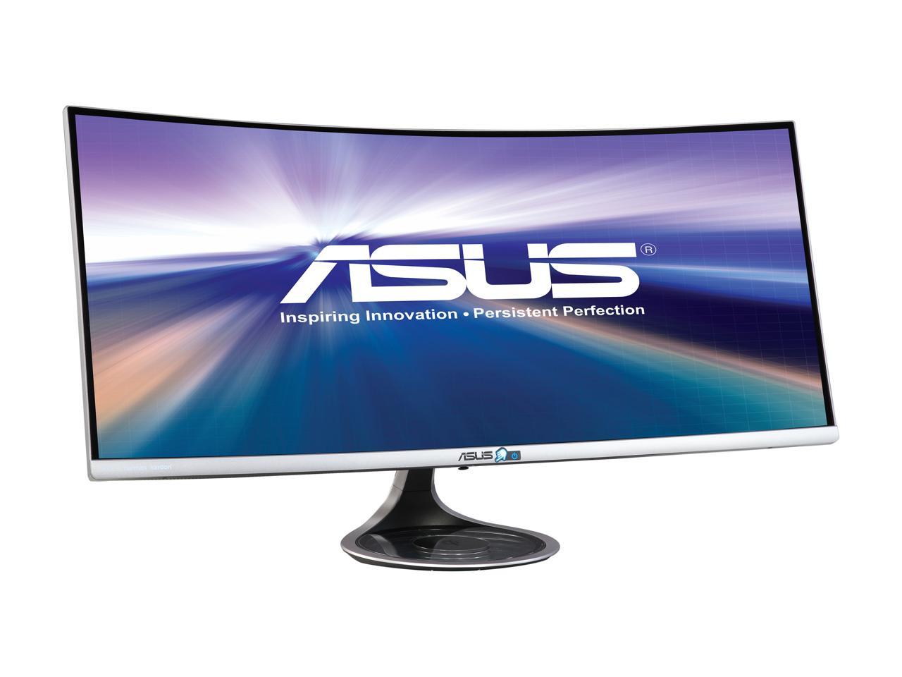 ASUS Designo Curved MX34VQ 34" UWQHD 3440x1440 2K Resolution 100Hz DP HDMI AMD Adaptive FreeSync Technology Qi Wireless Charger Asus Eye Care Frameless Monitor